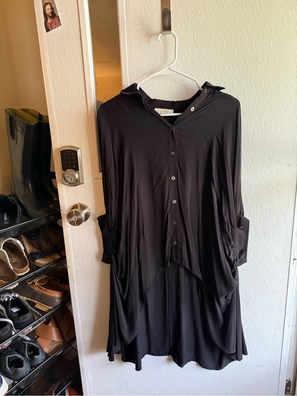 Pinch Black Button-Front Long-Sleeve Hooded Dress